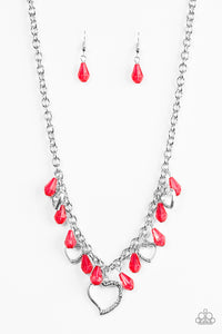 Paparazzi "Keep Me In Your Heart" Red Necklace & Earring Set Paparazzi Jewelry