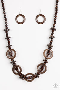 Paparazzi "Fiji Foxtrot" Brown Necklace & Earring Set Paparazzi Jewelry