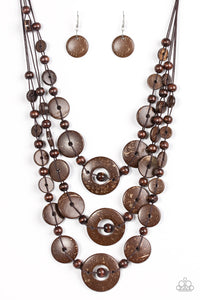 Paparazzi "Bali Boardwalk" Brown Necklace & Earring Set Paparazzi Jewelry