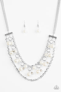 Paparazzi "Rockefeller Romance" White Necklace & Earring Set Paparazzi Jewelry