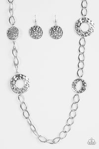 Paparazzi VINTAGE VAULT "Industrial Mayhem" Silver Necklace & Earring Set Paparazzi Jewelry