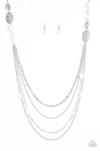 Paparazzi VINTAGE VAULT "The SUMMERTIME Of Your Life!" White Necklace & Earring Set Paparazzi Jewelry