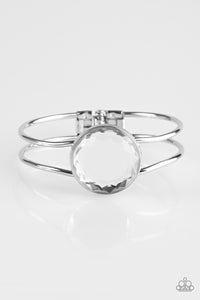 Paparazzi "Showbiz Shimmer" White Gem Silver Frame Cuff Bracelet Paparazzi Jewelry