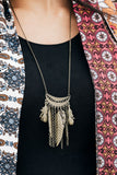 Paparazzi "Fiercely Feathered" FASHION FIX Brass Necklace & Earring Set Paparazzi Jewelry