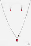 Paparazzi "Take A Gamble" Red Bead Smoky Rhinestone Silver Necklace & Earring Set Paparazzi Jewelry