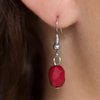 Paparazzi "Take A Gamble" Red Bead Smoky Rhinestone Silver Necklace & Earring Set Paparazzi Jewelry