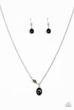 Paparazzi "Take A Gamble" Black Bead Smoky Rhinestone Silver Necklace & Earring Set Paparazzi Jewelry