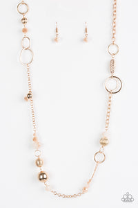 Paparazzi "Too HAUTE To Handle" Gold Hoop and Bead Necklace & Earring Set Paparazzi Jewelry