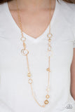 Paparazzi "Too HAUTE To Handle" Gold Hoop and Bead Necklace & Earring Set Paparazzi Jewelry