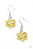 Paparazzi "Merry Meadows" Yellow Flower White Rhinestone Silver Earrings Paparazzi Jewelry