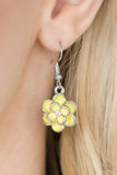 Paparazzi "Merry Meadows" Yellow Flower White Rhinestone Silver Earrings Paparazzi Jewelry