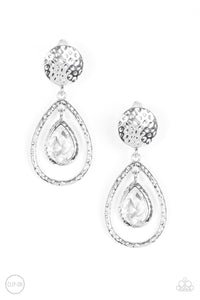 Paparazzi "Centennial Charm" White Clip On Earrings Paparazzi Jewelry