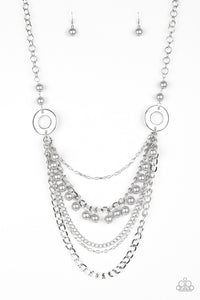 Paparazzi VINTAGE VAULT "BELLES and Whistles" Silver Necklace & Earring Set Paparazzi Jewelry