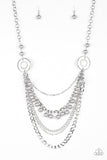 Paparazzi VINTAGE VAULT "BELLES and Whistles" Silver Necklace & Earring Set Paparazzi Jewelry