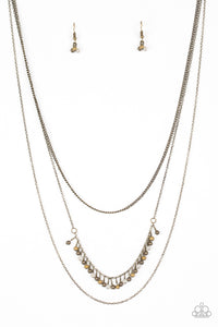 Paparazzi VINTAGE VAULT "Twinkly Troves" Brass Necklace & Earring Set Paparazzi Jewelry