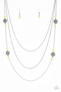 Paparazzi VINTAGE VAULT "Hibiscus Hideaway" Yellow Necklace & Earring Set Paparazzi Jewelry