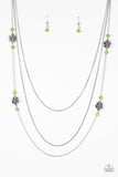 Paparazzi VINTAGE VAULT "Hibiscus Hideaway" Green Necklace & Earring Set Paparazzi Jewelry