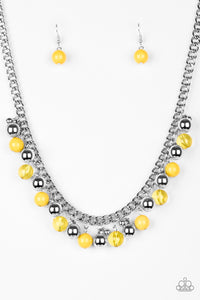 Paparazzi "Keep A GLOW Profile" Yellow Necklace & Earring Set Paparazzi Jewelry