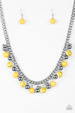 Paparazzi "Keep A GLOW Profile" Yellow Necklace & Earring Set Paparazzi Jewelry