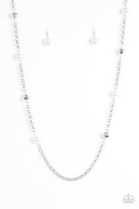 Paparazzi VINTAGE VAULT "Showroom Shimmer" White Necklace & Earring Set Paparazzi Jewelry