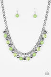 Paparazzi VINTAGE VAULT "Keep A GLOW Profile" Green Necklace & Earring Set Paparazzi Jewelry