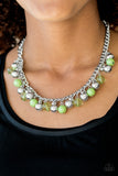Paparazzi VINTAGE VAULT "Keep A GLOW Profile" Green Necklace & Earring Set Paparazzi Jewelry