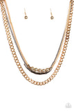Paparazzi "Metal Melee" Gold and Gunmetal Bead Chain Necklace & Earring Set Paparazzi Jewelry