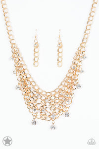 Paparazzi "Fishing For Compliments" Gold BLOCKBUSTER Necklace & Earring Set Paparazzi Jewelry