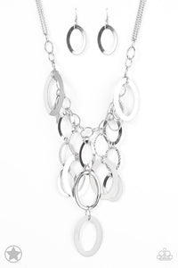 Paparazzi "A Silver Spell" Silver BLOCKBUSTER Necklace & Earring Set Paparazzi Jewelry