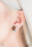 Paparazzi VINTAGE VAULT "Romantically Regal" Brown Clip On Earrings Paparazzi Jewelry