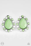 Paparazzi "So Spring Season" Green & White Bead Teardrop Clip On Earrings Paparazzi Jewelry