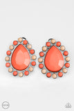 Paparazzi "So Spring Season" Orange  & Brown Bead Teardrop Clip On Earrings Paparazzi Jewelry