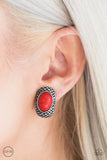 Paparazzi "Bedrock Bombshell" Red Clip On Earrings Paparazzi Jewelry