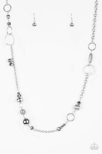 Paparazzi "Too HAUTE To Handle" Silver Hoop and Bead Necklace & Earring Set Paparazzi Jewelry