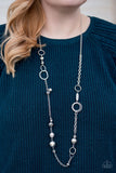 Paparazzi "Too HAUTE To Handle" Silver Hoop and Bead Necklace & Earring Set Paparazzi Jewelry