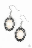 Paparazzi "Shifting Sands" White Oval Stone Silver Earrings Paparazzi Jewelry