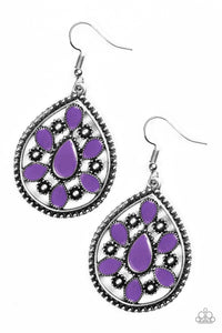 Paparazzi "Spring Arrival" Purple Accent Silver Teardrop Earrings Paparazzi Jewelry