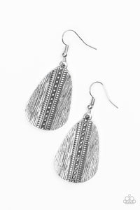 Paparazzi "Double The Texture" Silver Tribal Embossed Earrings Paparazzi Jewelry