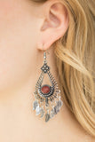 Paparazzi "The Flight of Your Life" Brown Stone Silver Feather Earrings Paparazzi Jewelry