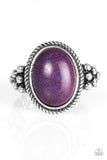 Paparazzi "Stone Age Sophistication" Purple Stone Textured Silver Ring Paparazzi Jewelry