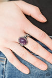 Paparazzi "Stone Age Sophistication" Purple Stone Textured Silver Ring Paparazzi Jewelry