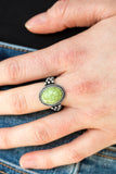 Paparazzi "Stone Age Sophistication" Green Stone Textured Silver Ring Paparazzi Jewelry