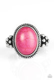 Paparazzi "Stone Age Sophistication"Pink Stone Textured Silver Ring Paparazzi Jewelry