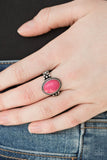 Paparazzi "Stone Age Sophistication"Pink Stone Textured Silver Ring Paparazzi Jewelry