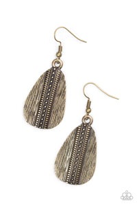 Paparazzi "Double The Texture" Brass Tribal Embossed Earrings Paparazzi Jewelry