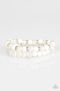 Paparazzi "Teasingly Tinseltown" White Bracelet Paparazzi Jewelry