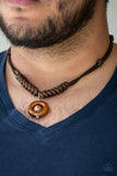 Paparazzi "Stylishly Stone Age" Brown Cord Wooden Accent Urban Necklace Unisex Paparazzi Jewelry