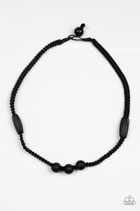Paparazzi "Stonemason Style" Black Braided Twine Wooden Bead Urban Necklace Unisex Paparazzi Jewelry
