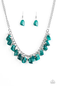 Paparazzi "Rocky Shores" Green Necklace & Earring Set Paparazzi Jewelry