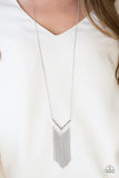 Paparazzi VINTAGE VAULT "Alpha Glam" Silver Necklace & Earring Set Paparazzi Jewelry